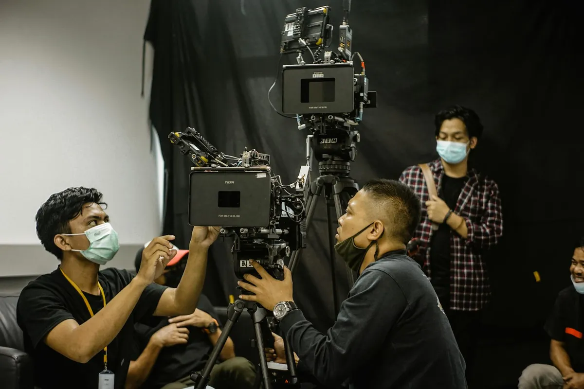 Professional cinema camera on set
