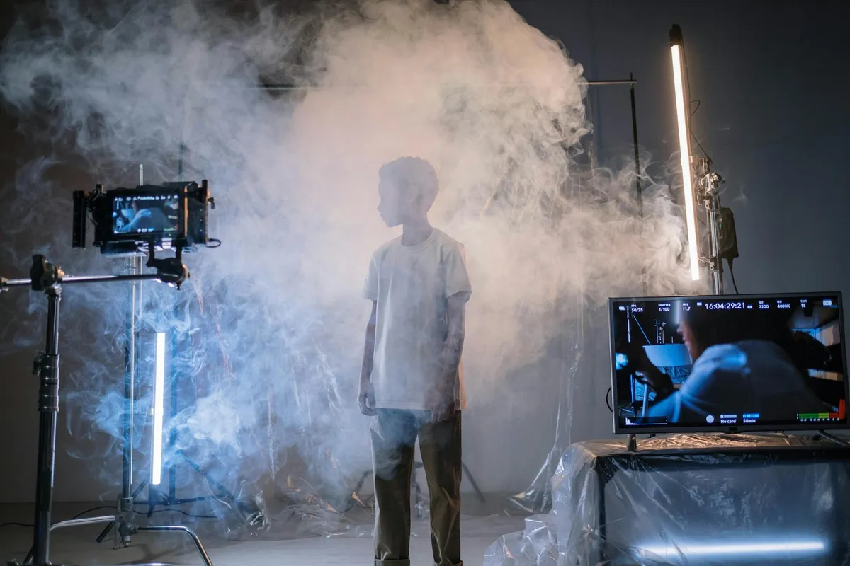 Professional film lighting on set
